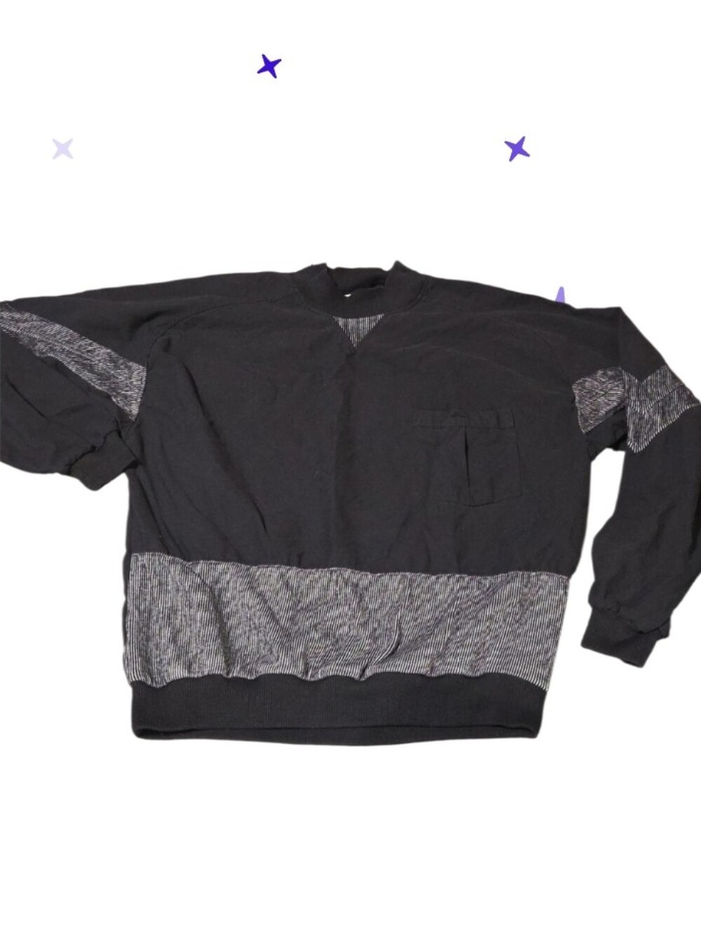 Men's Black Crewneck Sweater with Heather Detail